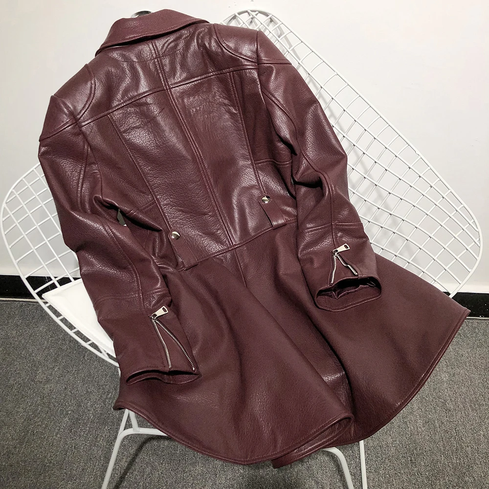 YOLOAgain women genuine leather jacket ladies asymmetrial long real | Женская одежда