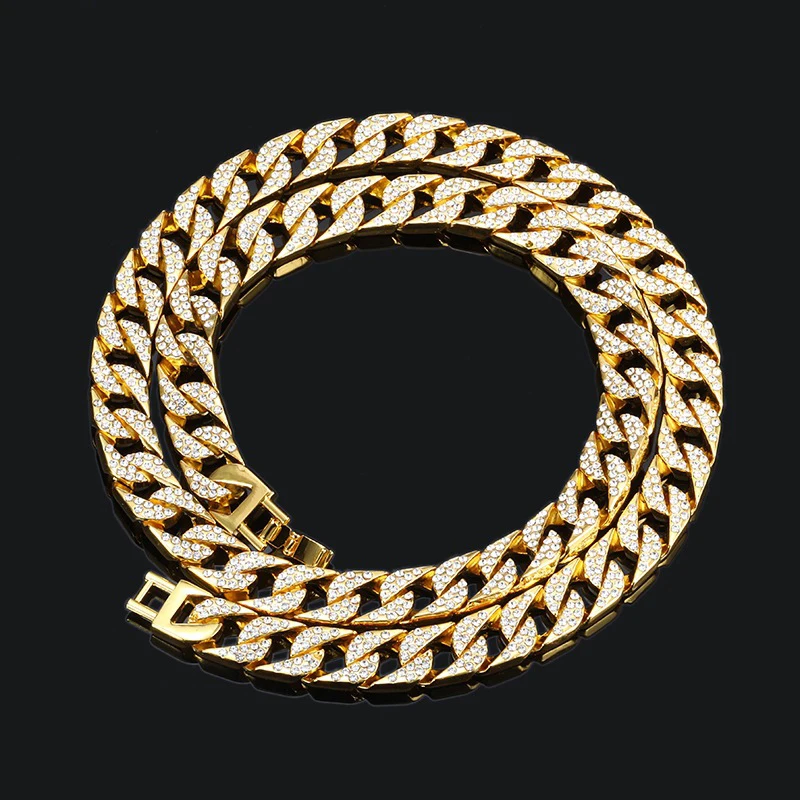 LANCHXIDY Hip Hop Men Necklace High Quality Big Gold Silver Crystal Cinnamon Chain Necklaces Cool Personality Trendy Jewelry | Украшения и