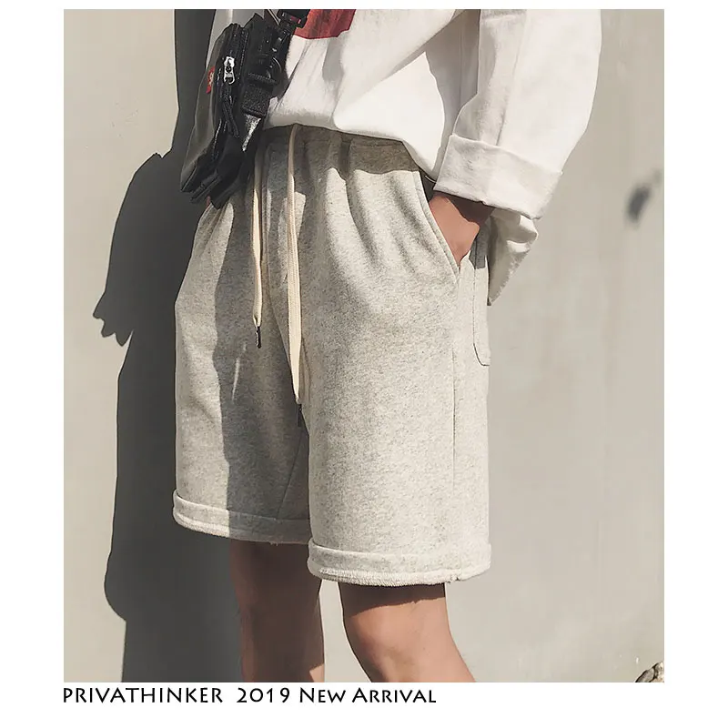 Privathinker мужские однотонные треники из хлопка шорты 2019 s Harajuku уличная черные летние