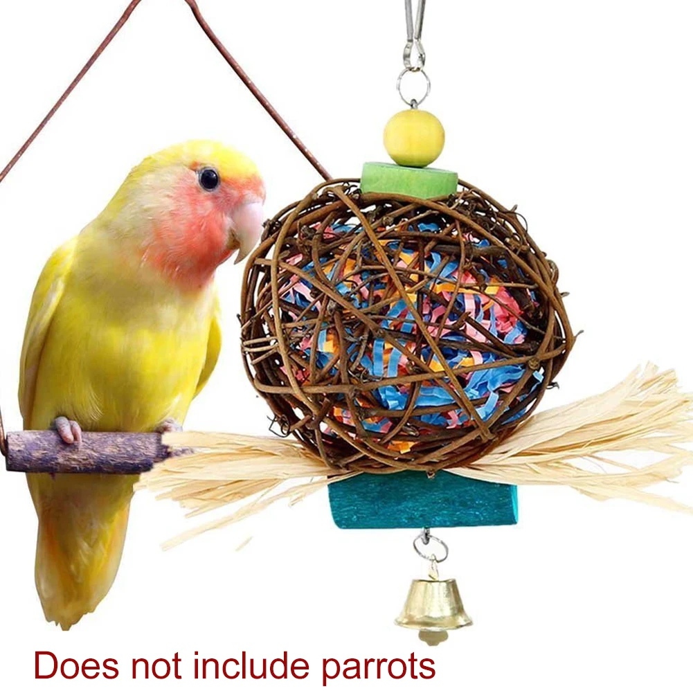 Preening фуражная бумага полоски попугай ротанга мяч скрыть безопасный Санитарная