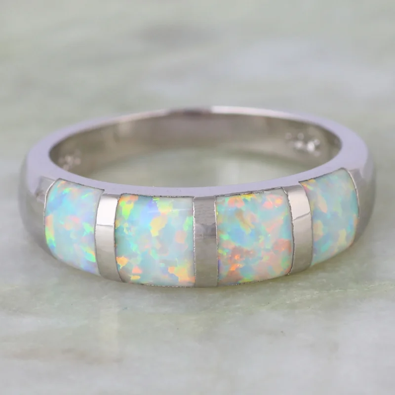 Модные кольца с опалом Изящные Ювелирные изделия женские белым огненным