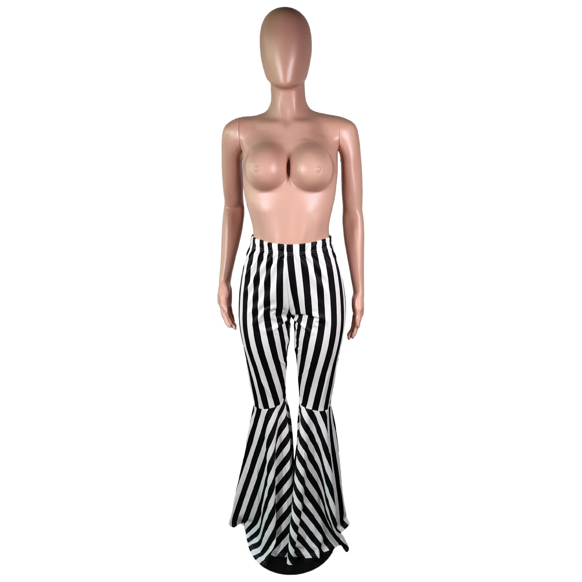 Модные повседневные женские брюки с широкими штанинами длинные полосатые