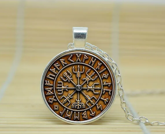 1 шт. Vegvisir викинг компас подвеска драгоценности стекло кабошон ожерелье A3911|jewelry