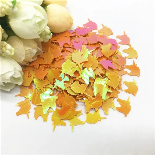 AB orange Paillettes 8x12mm Unicorn Shape Loose PVC Sequin Paillette Sewing Wedding Crafts Women DIY Garment Kids Scrapbook Accessory 20g - Цвет: AB orange