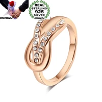 omhxzj wholesale european fashion woman man party wedding gift aaa zircon 925 sterling silver 18kt yellow rose gold ring rr415