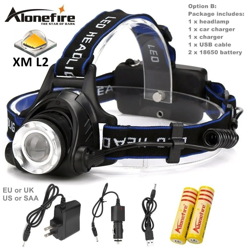 AloneFire HP79 головной свет CREE XML T6 L2 U3 LED 5000LM Zoom фара для кемпинга 18650 перезаряжаемая