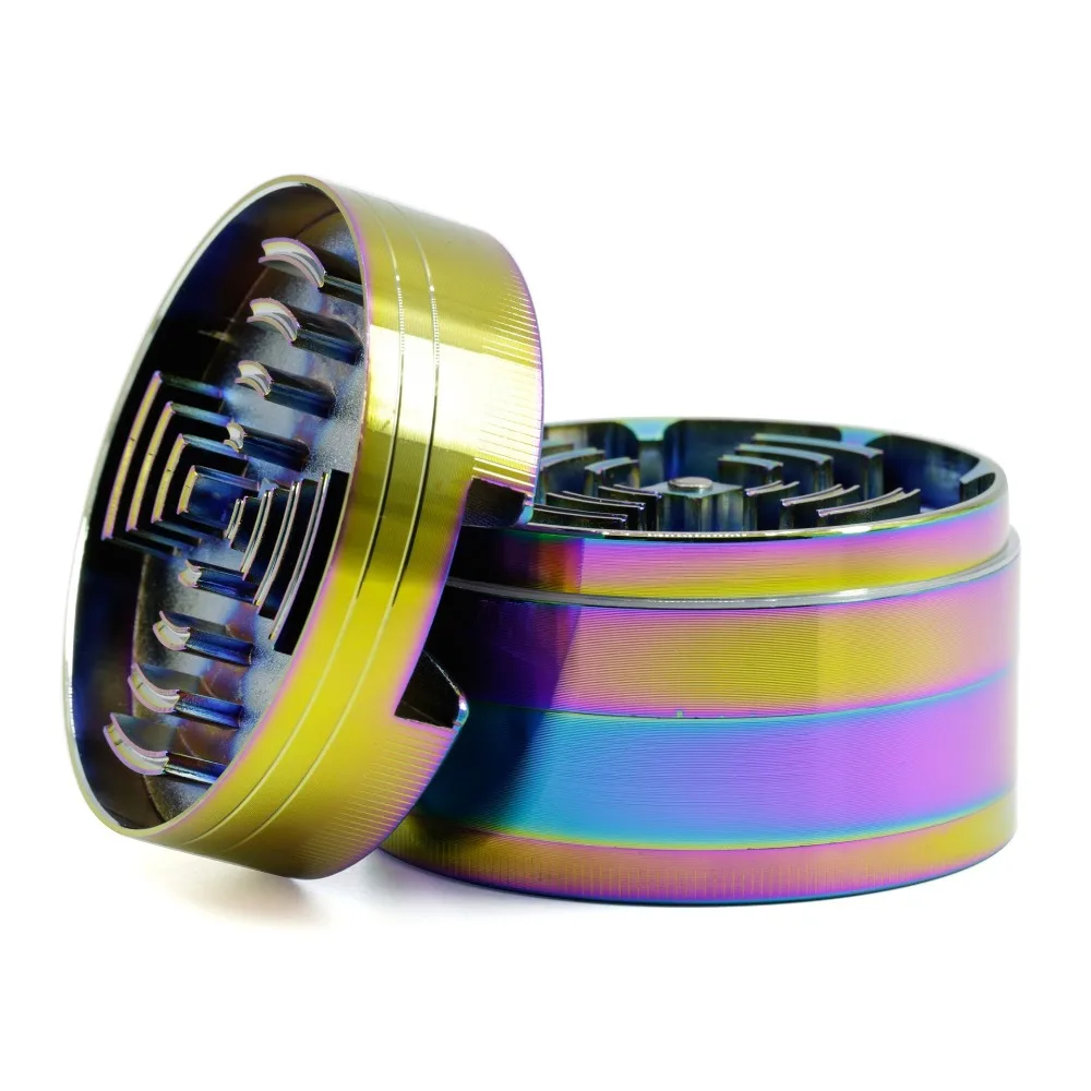 

Hot 4 layer 75x54mm ice blue style metal material smoking herbal grinder tobacco cigarette burning Piece Two grooves