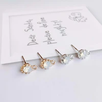 rhinestone white k gold plated stud earrings simple ear accessories jewelry component diy material handmade 8pcs