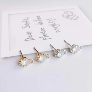 Стразы, покрытые белым к золотом, серьги-гвоздики, простые аксессуары для ушей, компоненты ювелирных изделий, Diy материал, ручная работа, 8 шт.