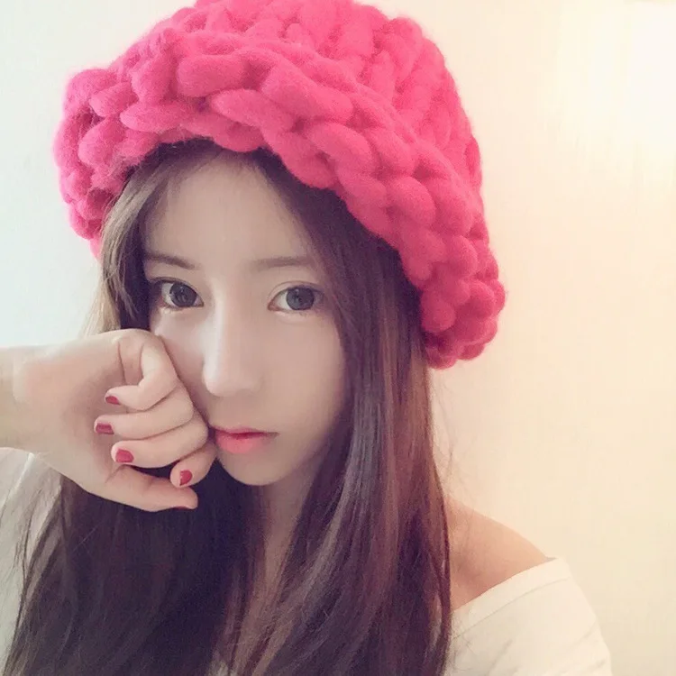 Корейская модная Толстая Исландская шерстяная пряжа большой шарф линия шляпа