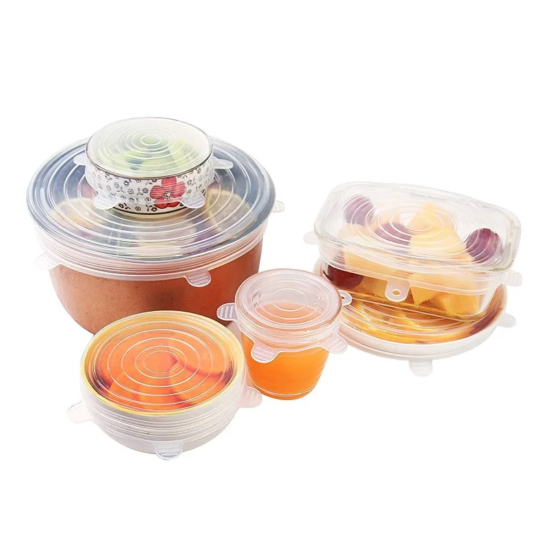 

6pcs/Lot Universal Silicone Suction Lid-bowl Pan Cooking Pot Lid-silicon Stretch Lids Silicone Cover Pan Kitchen accessories