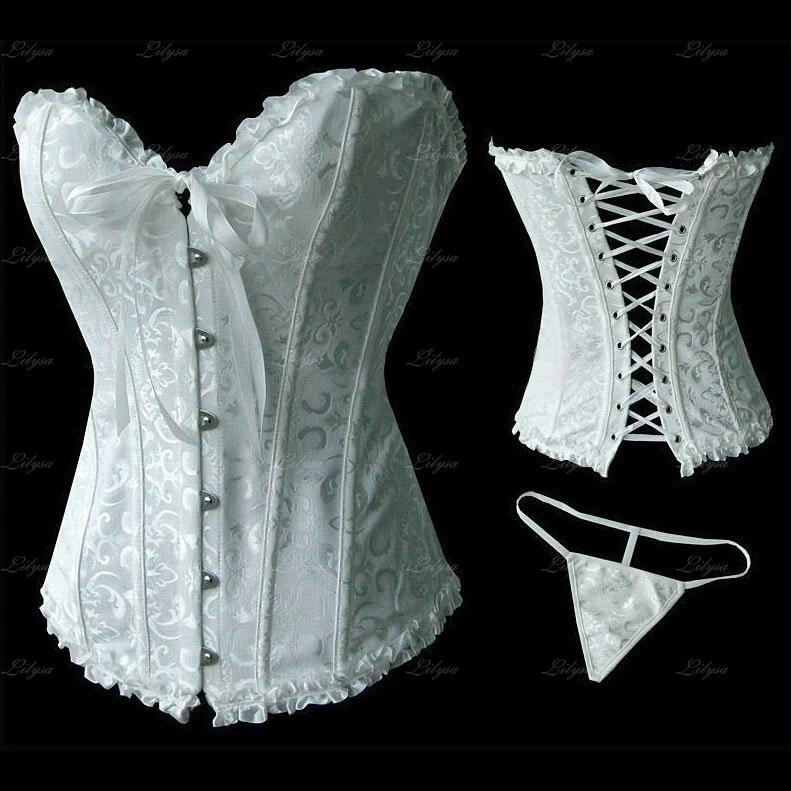 Белый черный синий красный Pushup Overbust Корсет Бюстье платье белье размеры s m l xl 2XL