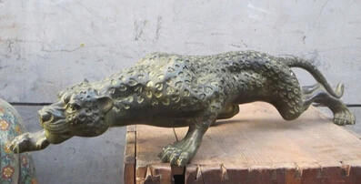 WBY+++ free shipping 28&quotChinese Folk Classical bronze handwork carved Leopard wild animal statue | Дом и сад