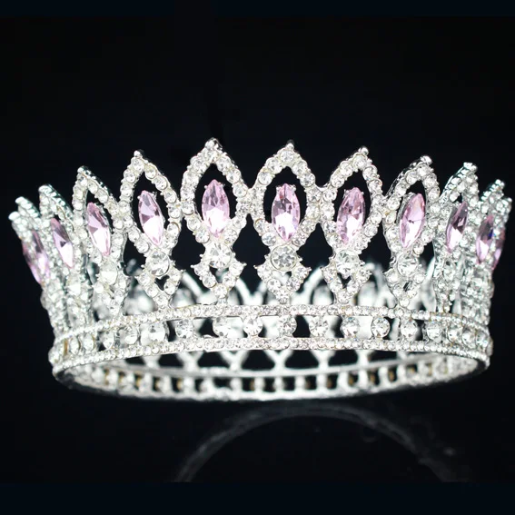 Silver Pink Винтажные хрустальные свадебные королевские короны, свадебные торжественные барочные тиары и короны для невесты, женские Украшения для волос, аксессуары - Окраска металла: Silver Pink