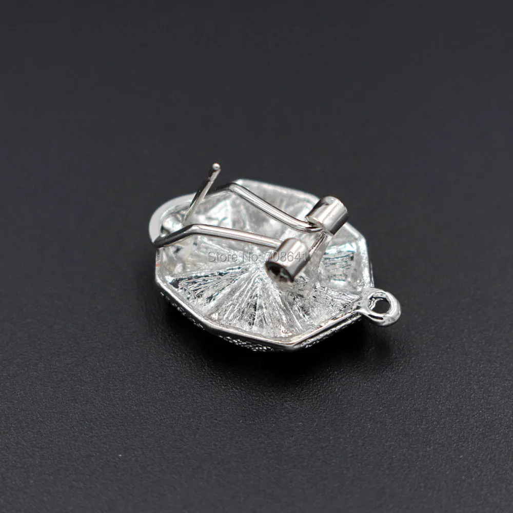 Серьги клипсы с петлей 17*23 мм полые выложенные Стразы фианитами фурнитура сделай