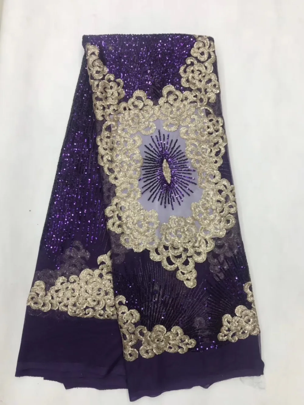 2018 (5 ярдов/шт) новейшая декоративная французская белая кружевная ткань и золотые