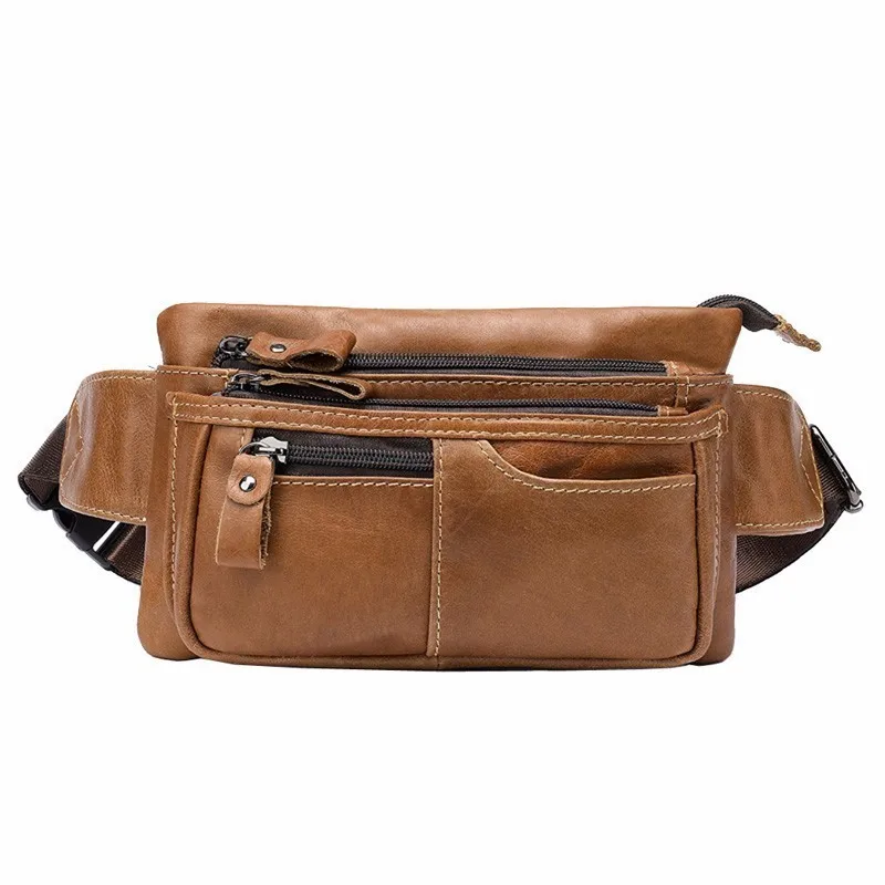 

Men Vintage Leather Fanny Pack Small Waist Bag Travel Hiking Running Hip Bum Belt Slim Cell Phone Purse Wallet Pouch