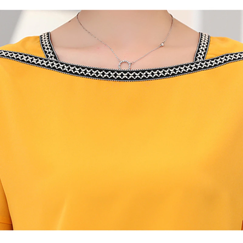 Женская блузка модная 2017 летняя шифоновая 3XL размера плюс с коротким рукавом