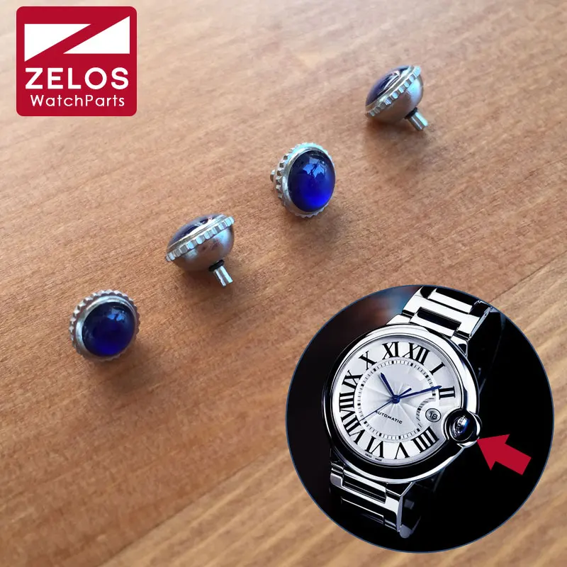5.8mm/6.0mm/6.2mm/6.5mm Sapphire Crystal watch crown for CARTIER Ballon Bleu watch aftermarket replacement parts W69016Z4