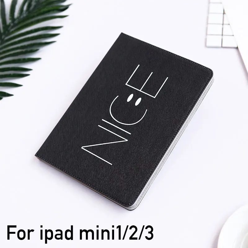 For ipad Mini 123 Умный чехол-подставка с функцией автоматического пробуждения/сна для планшетов ipad 2 3 4 Mini 1 2 3 из искусственной кожи с Откидывающейся Крышкой и смайликом для ipad air 1 2 - Цвет: For ipad Mini 123