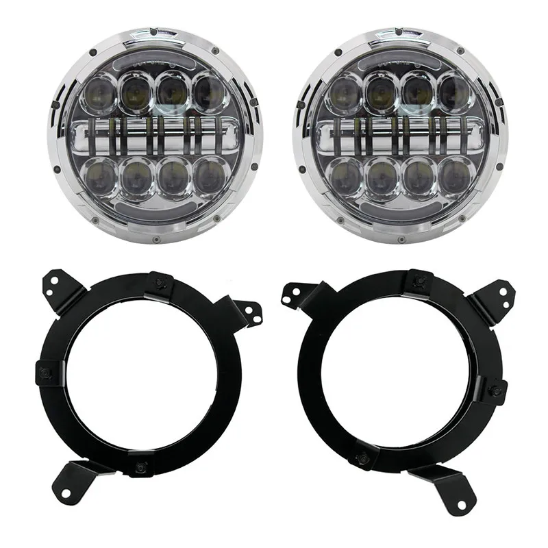 80w Halo light Silve Светодиодный свет " дюймов 60 Вт светодиодный Замена Halo Белый DRL светодиодные фары с плотные отражатель для джип JL JT JL JLU налобный фонарь - Цвет: 80w Halo light Silve
