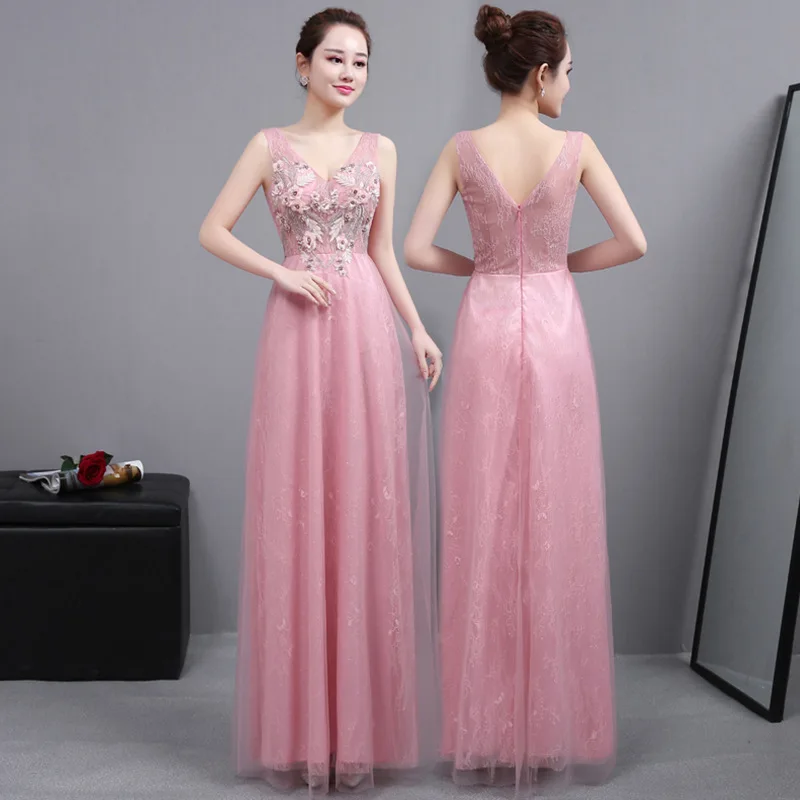 

Розовое Кружевное платье в китайском стиле с вышивкой и длинные вечерние платья Qi Pao Стильное женское традиционное китайское платье Ципао Продвижение вечерние V образным вырезом Халат