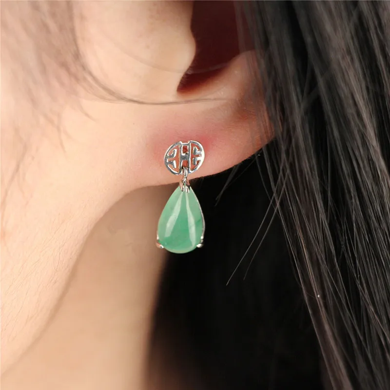 Серьги подвески женские зеленые из серебра 925 пробы|earrings for|colorful dropping earringsdropping