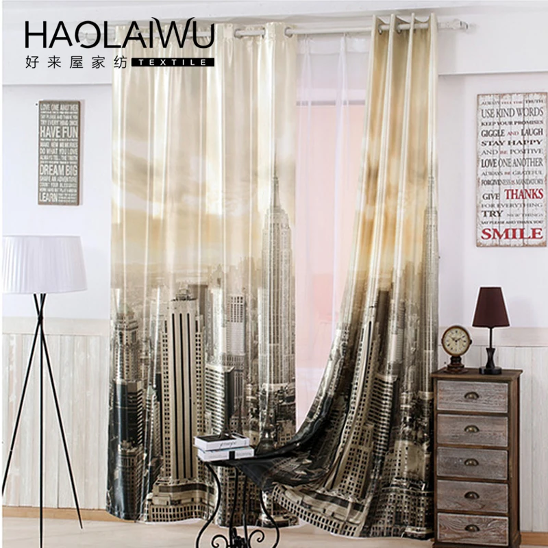 Бесплатная доставка Современный стиль 3D цифровая печать Нью Йорк затемненные