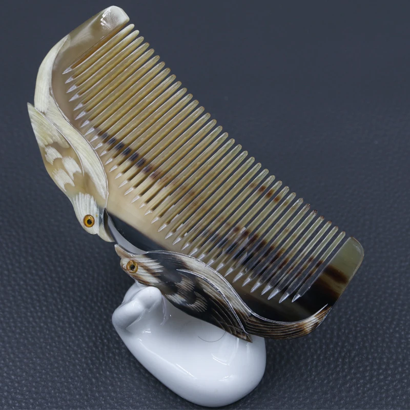 Природный Вьетнам расчески из бычьего рога &quotлюбовь&quot &quotптицы&quot с гравировкой