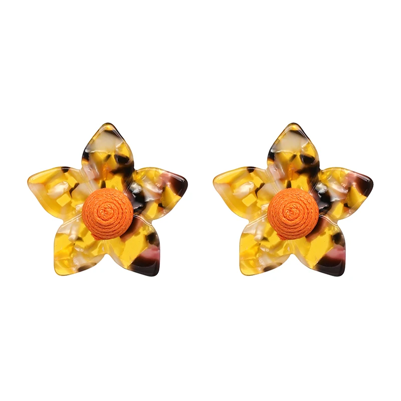 JUJIA, новинка, красочные серьги в форме сердца из смолы ZA, модные женские серьги, леопардовые большие висячие серьги, вечерние ювелирные изделия - Окраска металла: 50936-YE