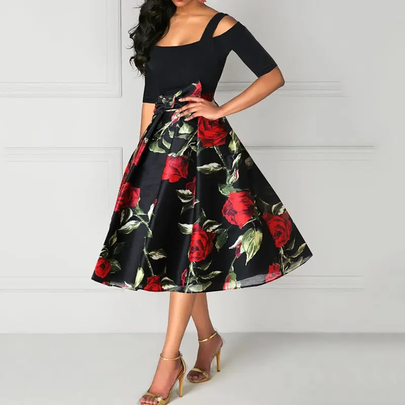 Летние Элегантные винтажные офисные женские вечерние размера плюс миди платья с