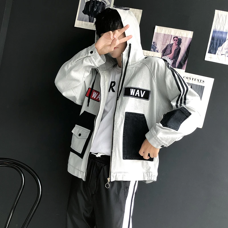 Мужская куртка с капюшоном Новые Модные осень зима хип хоп куртки мужской ретро
