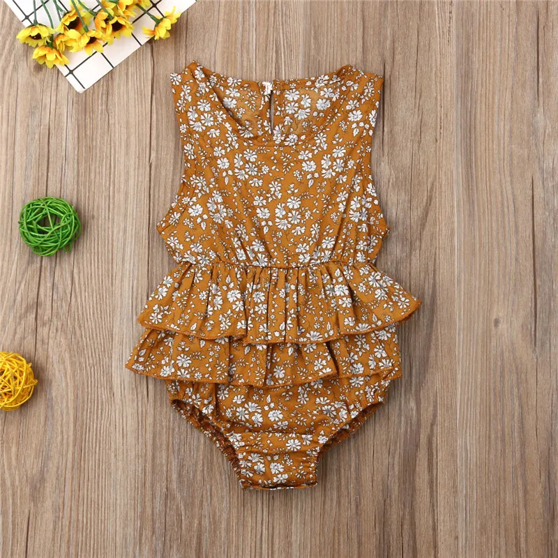 Летнее Боди без рукавов с оборками и цветочным принтом| |