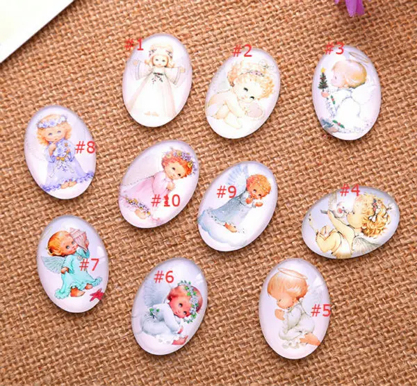 13*18/18*25/30*40mm little Angel baby pattern ellipse Handmade Photo Glass Cabochons & Glass Dome Cover Pendant Cameo Settings
