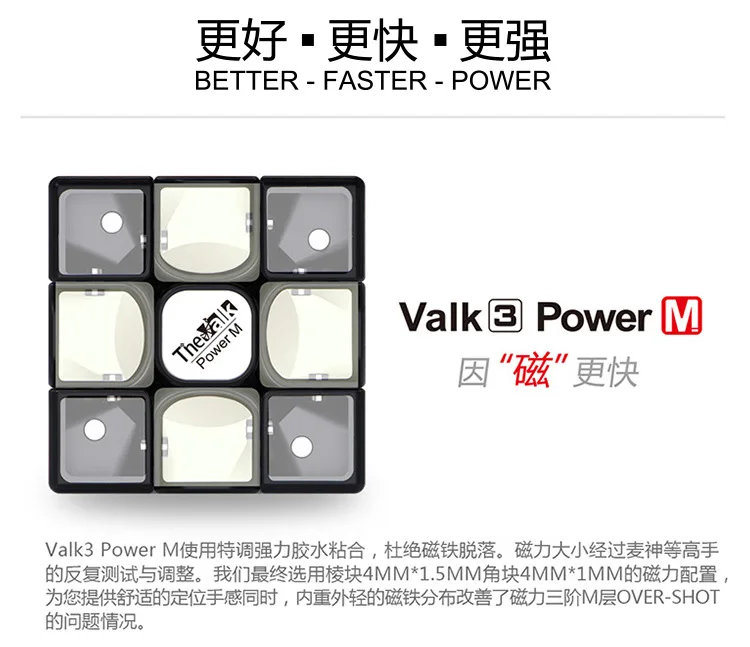 Магнитный куб пазл Mofangge Valk Power M белый/черный/без наклеек идея для подарка на