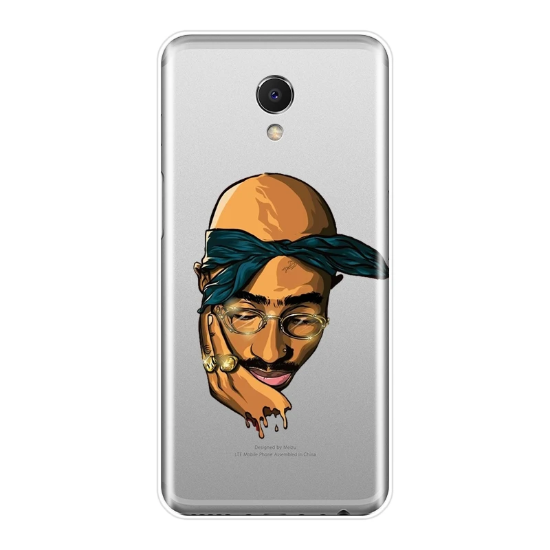 Задняя крышка для Meizu M6 M6S M6T M5 M5C M5S M3 M3S M2 силиконовый мягкий чехол Rapper 2Pac Tupac Note