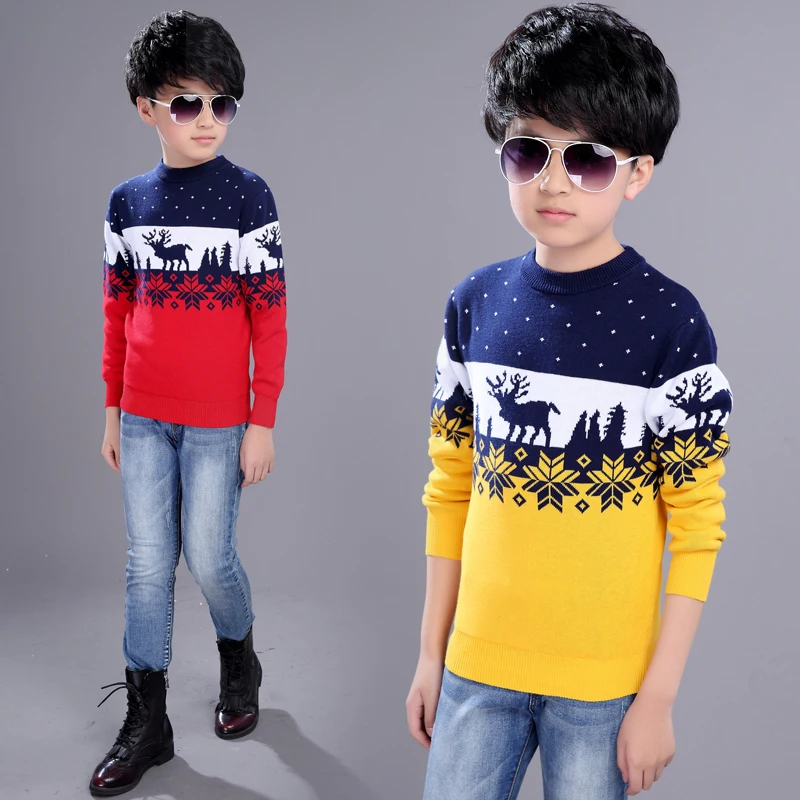 Детский свитер зимняя новая теплая одежда детская для мальчиков с круглым