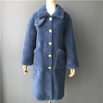 Navy Adult Long MAOMAOFUR шерстяное пальто зимняя новая модная длинная одежда женское теплое меховое пальто без рукавов Женская качественная куртка из овечьего меха - Цвет: Navy Adult Long