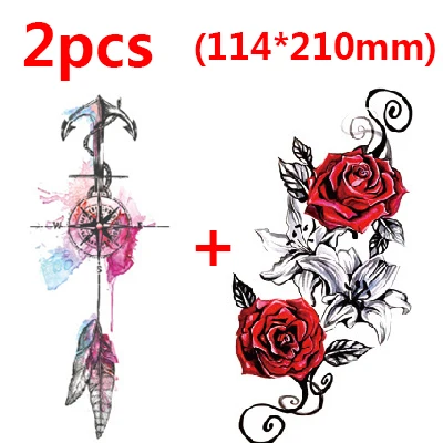 2pcs style 3 2 шт временная татуировка наклейка s водонепроницаемый переводная наклейка для тела рука цветок наклейка s браслет на талию металлик флэш-татуировки - Цвет: 2pcs style 3