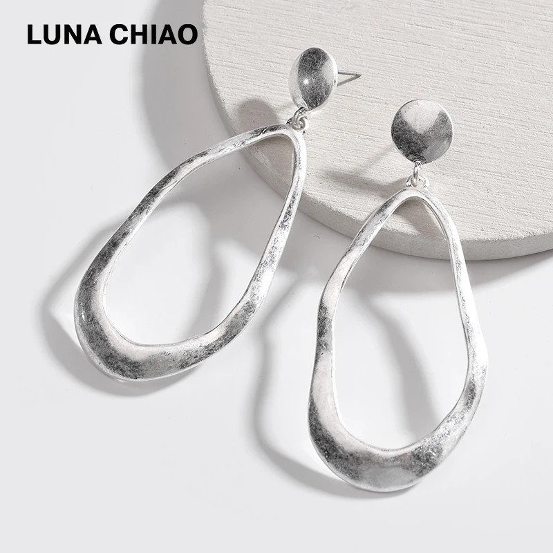 LUNA CHIAO,, модные, покрытые золотом и серебром, большие, в форме капли воды, латунный медный металл, массивные серьги для женщин