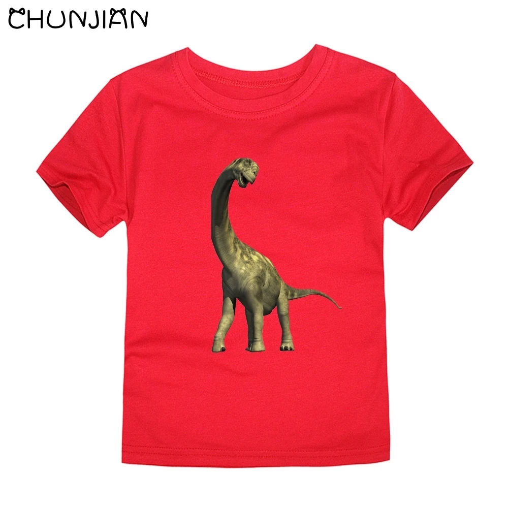 Детские футболки с коротким рукавом детские из 100% хлопка динозавром для