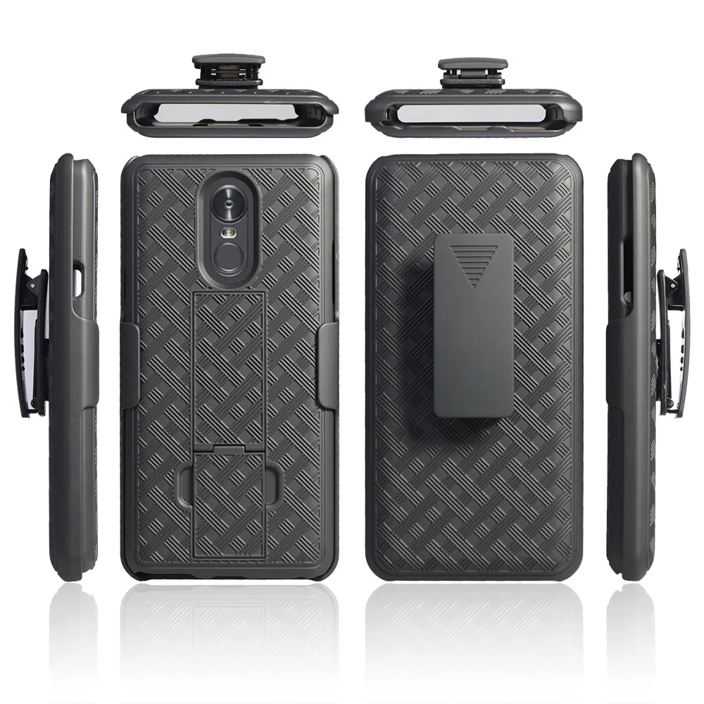 Woven 2 in 1 Hybrid Hard Shell Holster Combo Case With Kickstand &amp Belt Clip For LG Stylo 4 / Plus/LG Q stylus | Мобильные