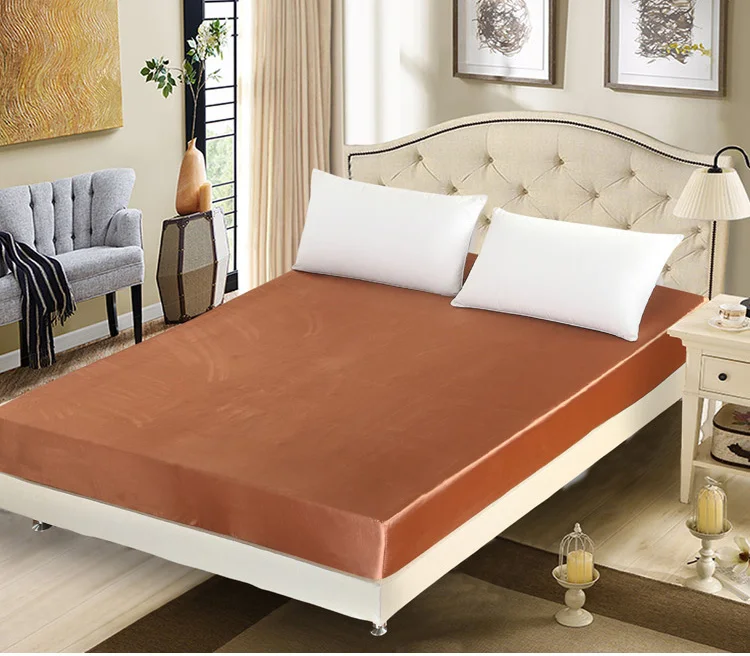 Роскошная золотая шелковая простыня атласная с натяжным покрытием двойной