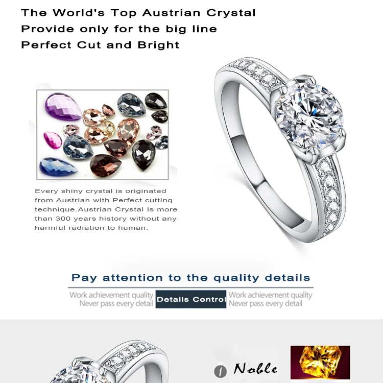 Мода AAA циркония свадебные кольца невесты для женщин белого золота цвет модные