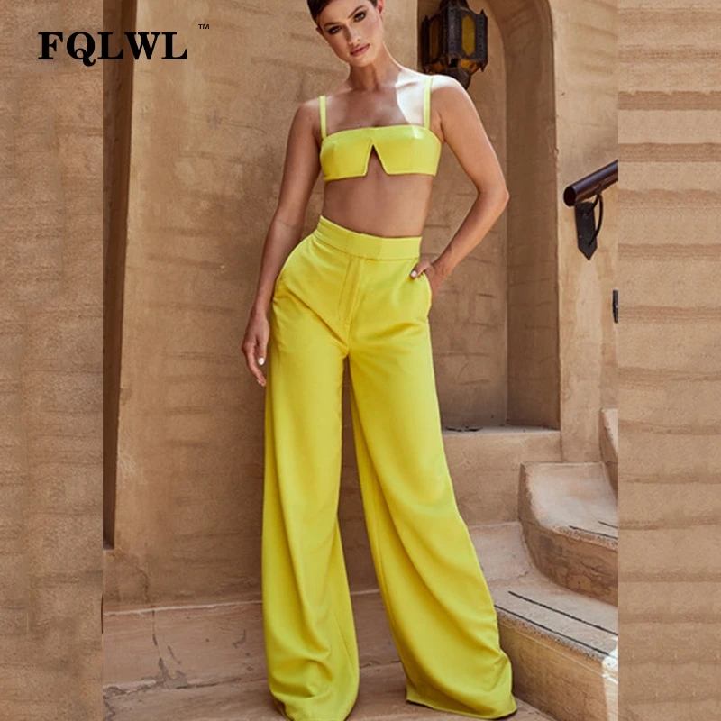 Женский Облегающий комбинезон FQLWL желтый красный без бретелек комплект из двух