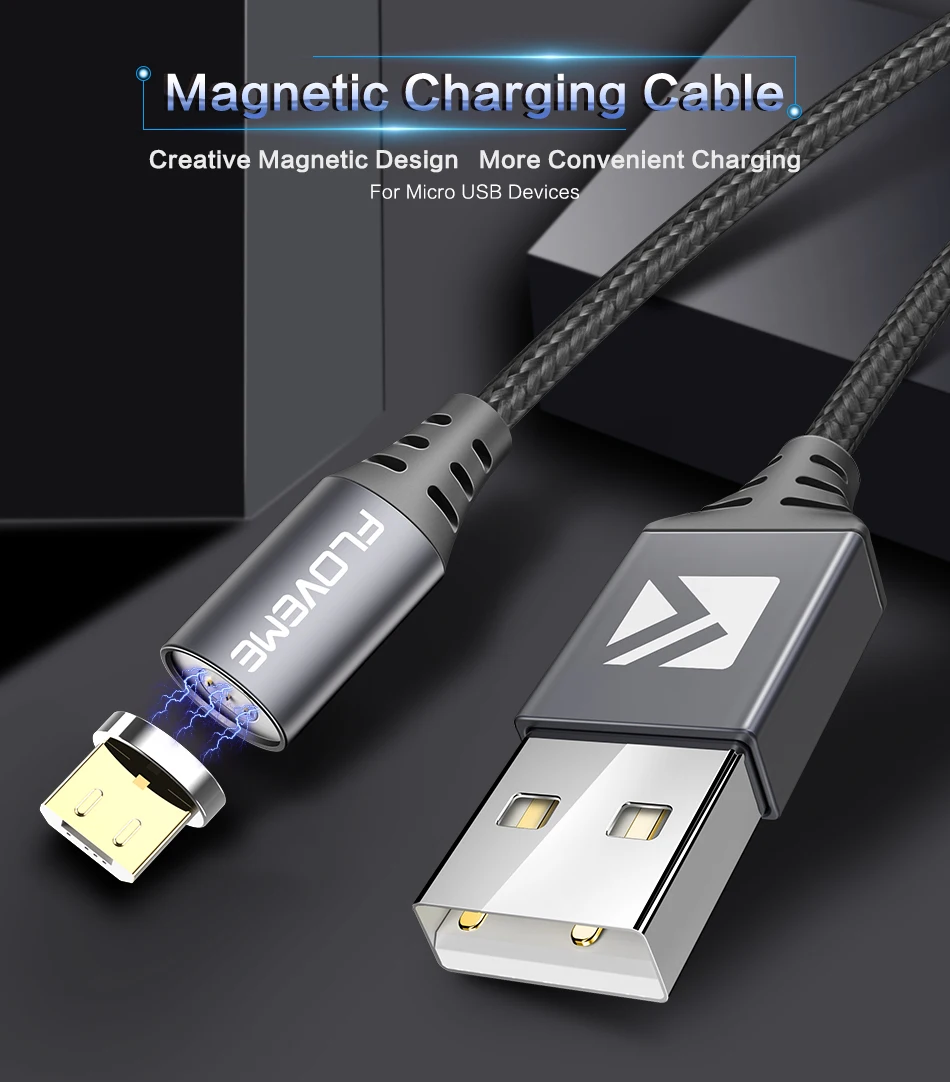 Магнитный кабель FLOVEME для samsung S6 S7, Магнитный зарядный кабель Micro USB Для huawei, Xiaomi, LG, Microusb, кабель для синхронизации данных и зарядки