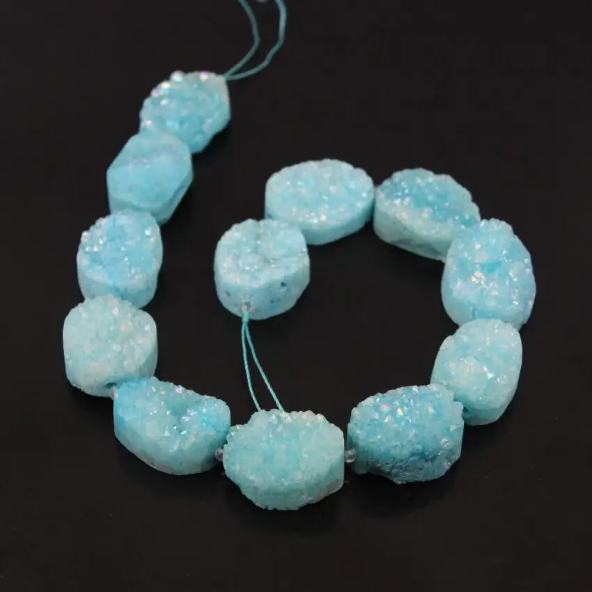 

Овальные бусины, друза титана, друза, необработанные, зеленого цвета, 12 шт./нить