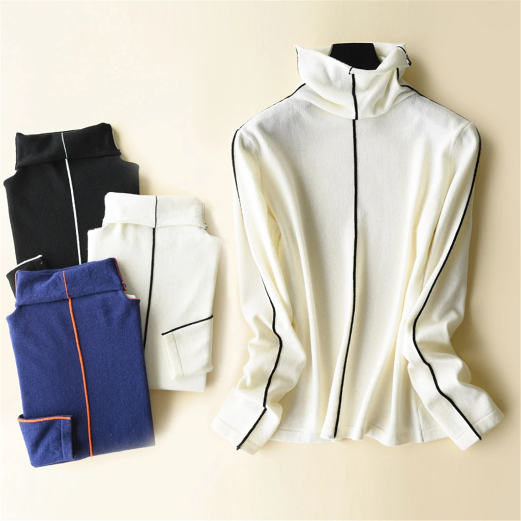 Sweater Women 2019 High Quality Soft Cashmere Turtleneck Ribbed Knitting Casual Slim Bottom Warm Autumn Winter Pullover Tops | Женская