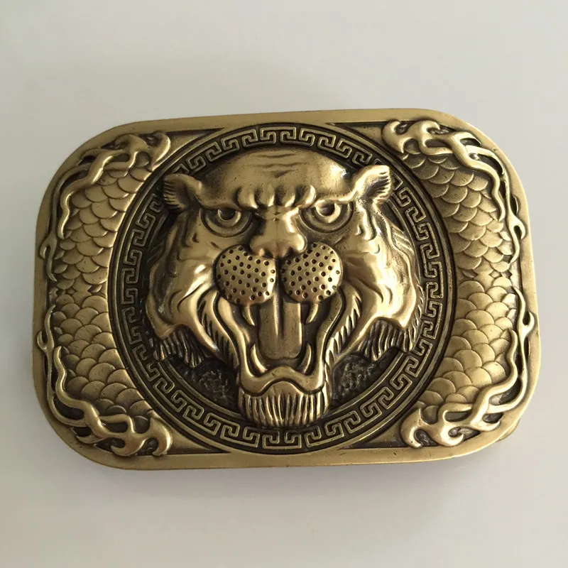 Мужской ремень с 3D головой тигра Твердый латунный пряжкой 73*50 мм 156 2 г