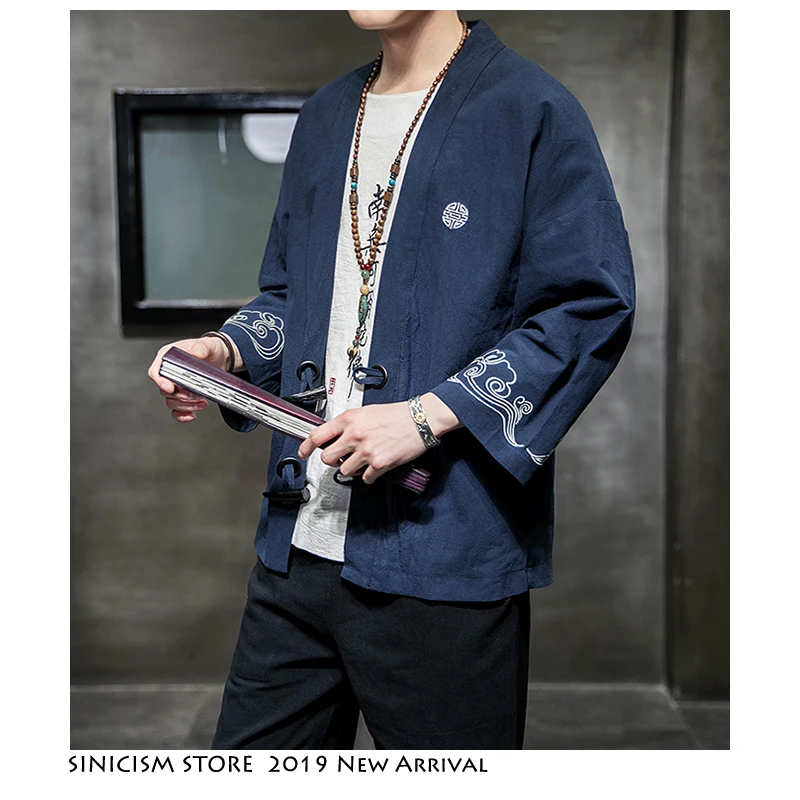 Sinicism Store Мужская Уличная одежда облачные кимоно рубашки 2019 мужские s Harajuku пэчворк